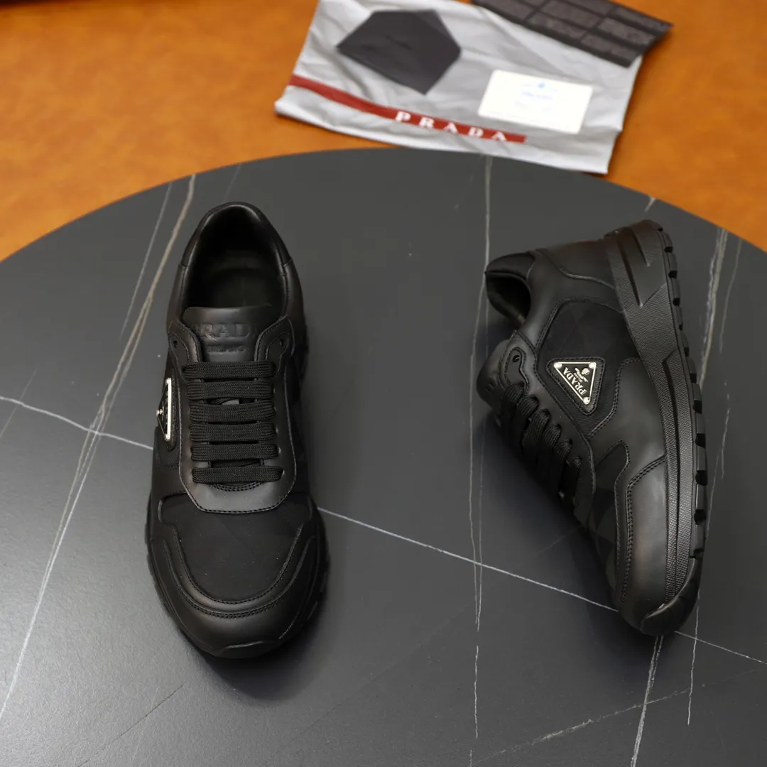 Men's shoes 💰600💰🙅‍♂️🙅‍♂️🙅‍♂️ [PRADA] Prada - High-end quality original order - Upper: Nappa calfskin, tumbled calfskin spliced stretch cloth surface, tongue high frequency brand logo - Lining: water-dyed cowhide - Outsole: ultra-light TPU foam rubber; two-color molded outsole -Ultra-high quality control and fine workmanship: outstanding (high-end, extravagance, grade) -Size: 38-44 (45 can be customized)